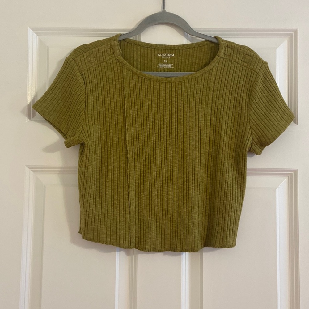 Arizona Jean Co Olive Knit Crop Top, Sz XL